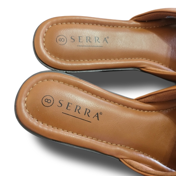 🌿Serra Women's size 8 Tan Leather-Like Twist Top Knot Sandals-Cute! - Picture 5 of 12